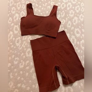 Ribbed Knit Wide Waistband Sports Set